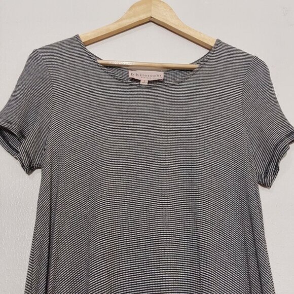 Philosophy High-Low Comfy T-Shirt Dress Striped Stretch Knit Great Cond - Med - Picture 3 of 8